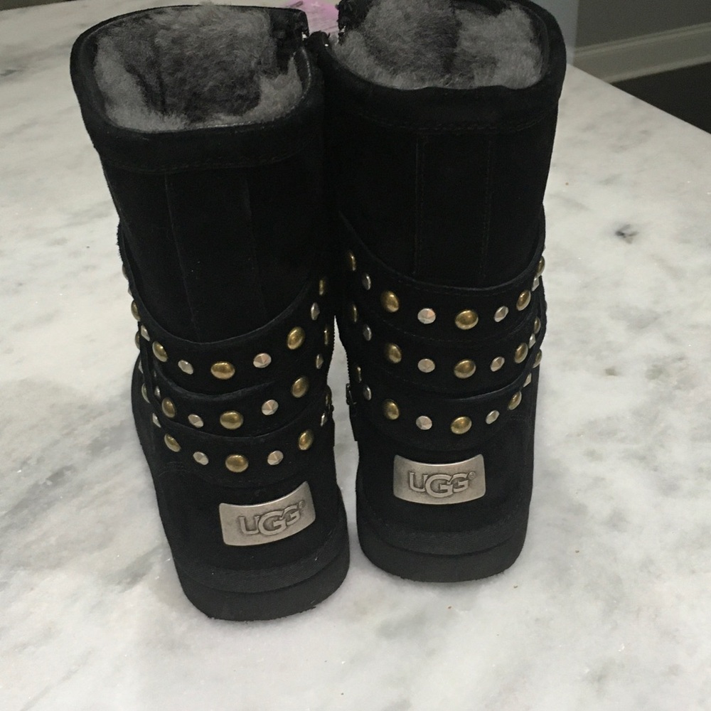 UGG Black Winter Boots with Gold Studs